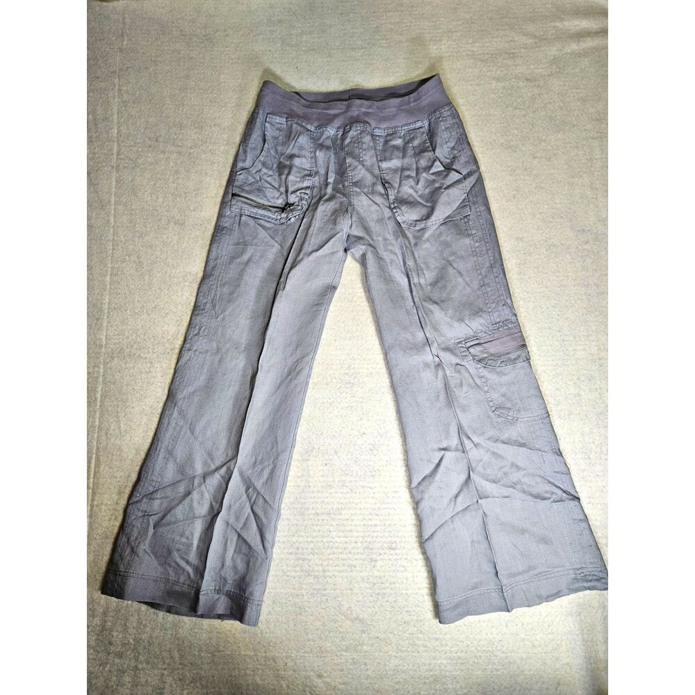 Soft Surroundings Women's Pull-On Cargo Pants Straight Leg Rayon Light Gray S